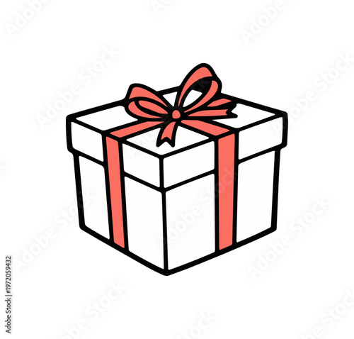 Gift box with red ribbon on black background