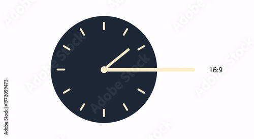Minimalist clock face illustrating a countdown and effective time management, perfect for deadlines, productivity, and digital display concepts in a 16:9 format.