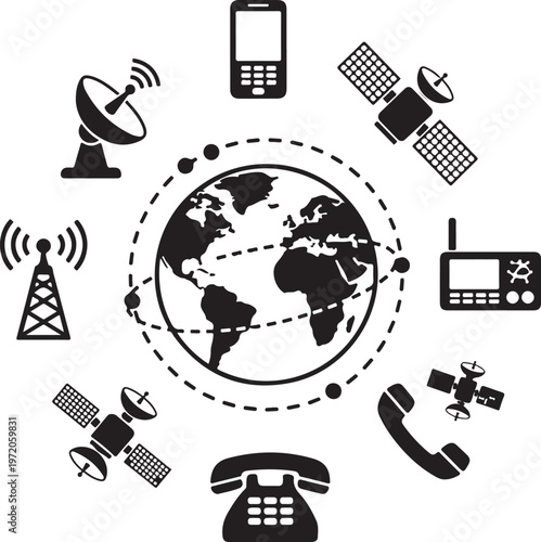 set of wireless satellite technology, vector