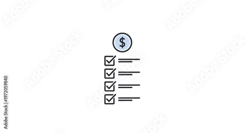 Checklist with dollar sign symbol.