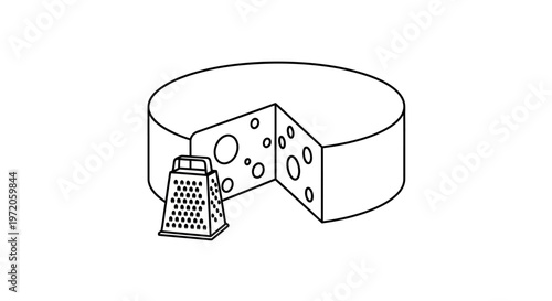 Cheese wheel with grater.