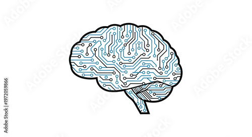 Circuit board brain illustration.