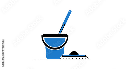 Cleaning bucket with mop.