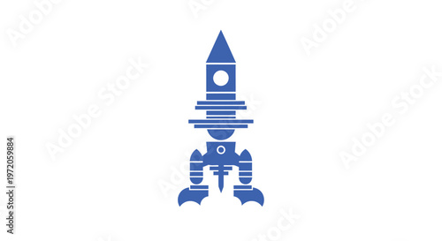 Blue Rocket Ship Illustration Isolated on White Background for Space Travel.