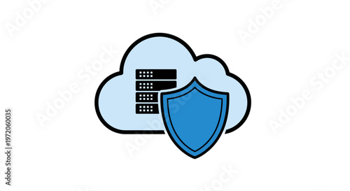 Cloud Server Security Shield Icon.