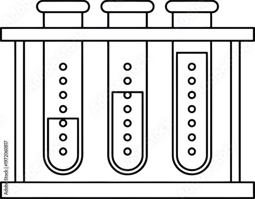 Laboratory test tube rack with three tubes for scientific experiments