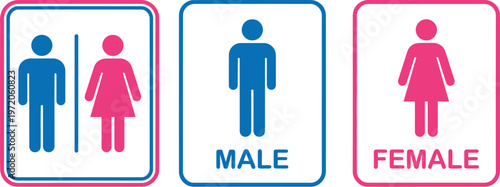Vector graphic illustration of restroom signs for male and female
