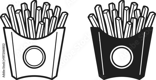 Vector illustration of two french fry containers with crystals in a graphic design
