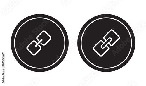 Link icon set. Internet URL or webpage url link icons. Chain, web address, internet shortcut, browser, external link, hyperlink navigation, webpage connection. Editable stroke.