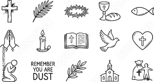 Various Christian symbols and objects for reflection and worship