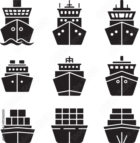 Ship icon, logo isolated on white background