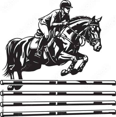 Show jumping vector with many details
