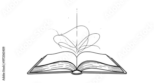 a book with a leaf coming out of it
