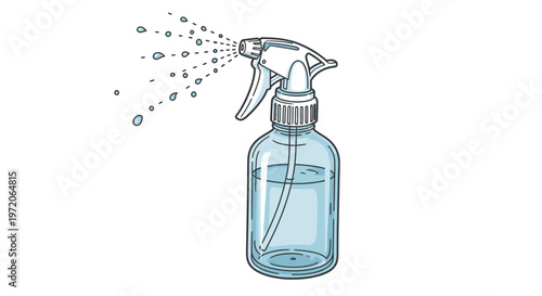 Clear Spray Bottle Dispensing Liquid, Hygiene and Cleaning Solution