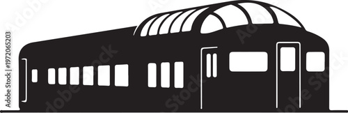 Train car, railway vehicle, transportation icon, black silhouette