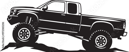 Black pickup truck, off-road vehicle, 4x4 car, automotive icon