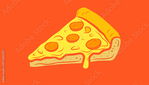 Chicago Pizza Design. Deep Dish Illustration.