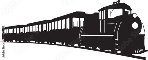 Vintage train, locomotive, railway, transportation icon, black silhouette