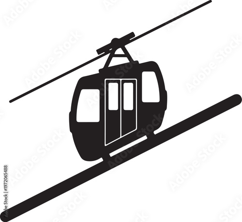 Cable car, gondola lift, ski lift icon, transportation symbol, travel sign