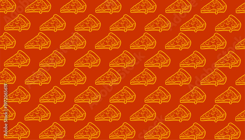 Chicago Pizza Pattern Design. Seamless Deep Dish Illustration. Stuffed Crust Pizza Motif. Handdrawn Fast Food Style.