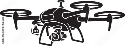 Drone, aerial photography, quadcopter, camera drone, vector icon