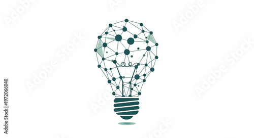 Digital lightbulb icon created with a complex web of interconnected nodes and lines representing modern technology concepts like innovation and connectivity which serves as a powerful symbol for creat
