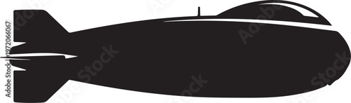 Black airship, zeppelin vector icon, aircraft silhouette, transportation symbol