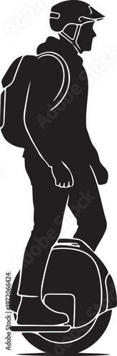 Electric scooter rider, monocycle, transportation icon, urban commute