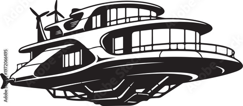 Luxury yacht, boat, ship, watercraft, sailing vessel, vector illustration