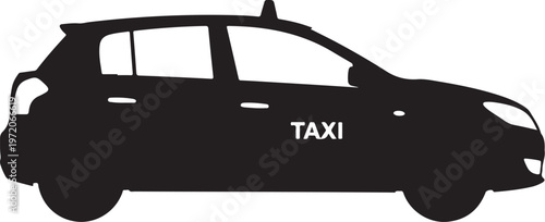 Black taxi car vector, taxi silhouette, transportation icon, vehicle graphic