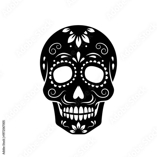 Black and white sugar skull design.