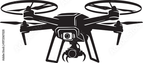 Drone, Aerial, Vector Drone Icon, Black Drone Illustration, Flying Robot