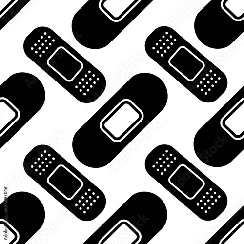 Black band aid medical plaster icons.