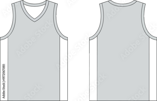 Grey sleeveless shirt technical drawing.