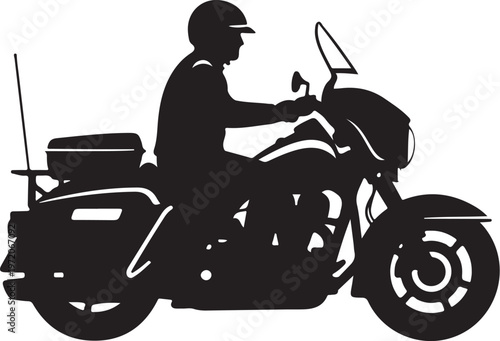 Motorcycle rider silhouette, motorbike driver icon, black motorcycle vector, bike transportation