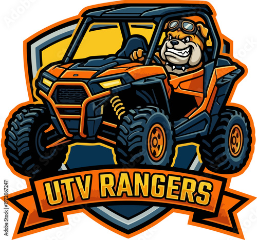 Cartoon Tiger in UTV Vehicle.