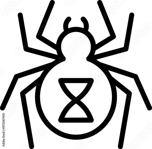 Black spider with hourglass symbol.