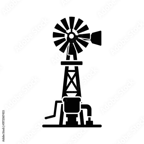 Black silhouette of a windmill.