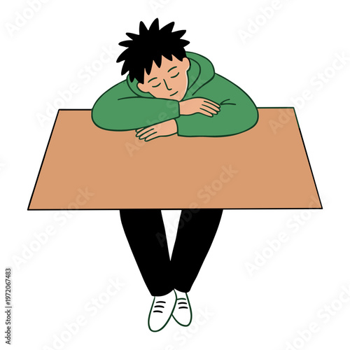 man sleeping on the table