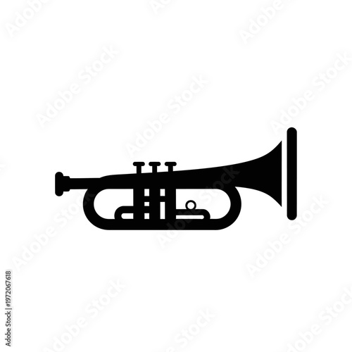 Black Trumpet Musical Instrument Profile View.
