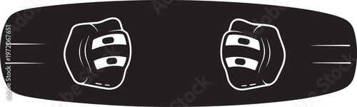 Black, vector, illustration of two fists, boxing gloves, white outline, graphic design element