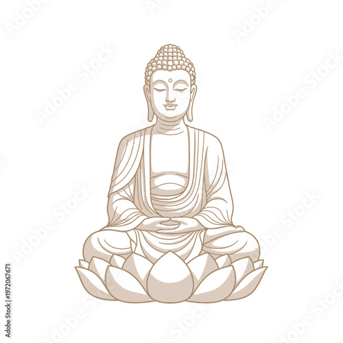 Buddha statue in meditation posture.