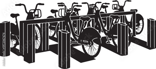 Bicycle parking rack, bike stand, cycling storage, urban transportation