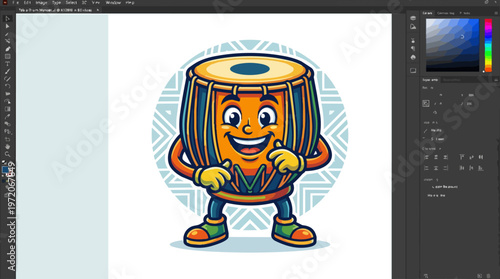 Cartoon Drumming Can Character Illustration.