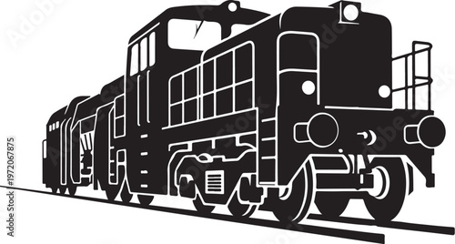 Vintage train, locomotive icon, black and white, transportation symbol, rail vehicle