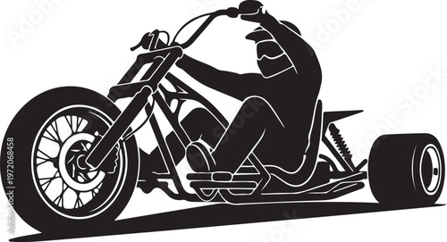 Black and white vector chopper motorcycle, biker silhouette, custom bike, motorcycle icon