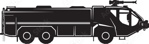 Fire truck, emergency vehicle, rescue truck, silhouette, black and white