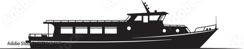 Luxury yacht, boat, vessel, silhouette, black, vector, nautical, transportation, watercraft