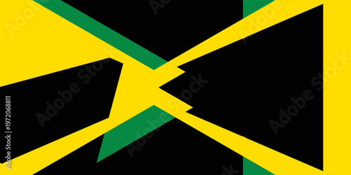 The national flag of jamaica. Flag of Jamaica is an island country situated in the Caribbean Sea. Vector illustration.