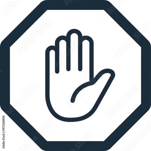 Stop hand icon in octagon a symbol of prohibition and restriction